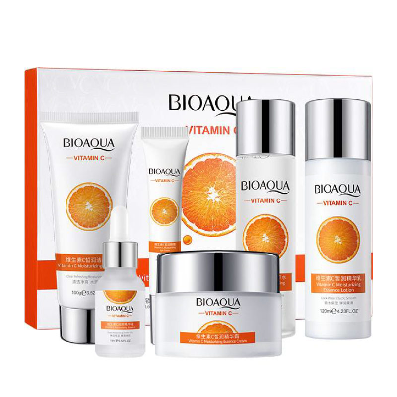 bioaqua-vitamin-c-moisturizing-beautiful-skin-box پک 6 محصولی روشن کننده و مرطوب کننده VITAMIN C بیوآکوا BIOAQUA پرگاس